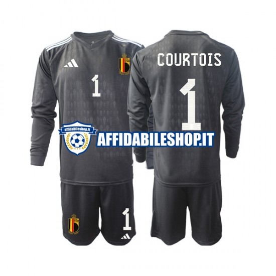 Maglia Belgio Portiere Courtois 1 2022 Bambino 3-13 anni Manica Lunga, Gara Away