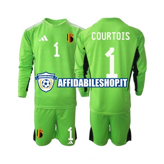 Maglia Belgio Portiere Courtois 1 2022 Bambino 3-13 anni Manica Lunga, Gara Home