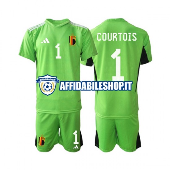 Maglia Belgio Portiere Courtois 1 2022 Bambino 3-13 anni Manica Corta, Gara Home