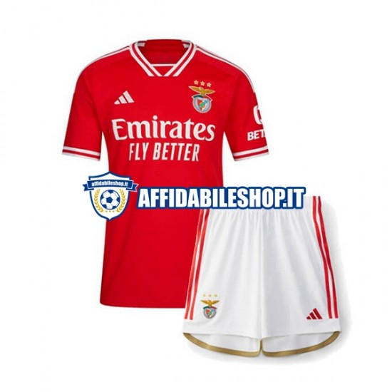 Maglia Benfica 2023-2024 Bambino 3-13 anni Manica Corta, Gara Home