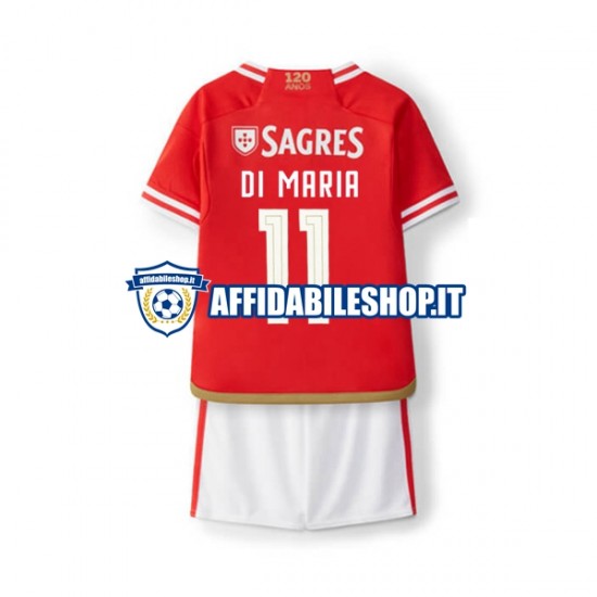 Maglia Benfica Di Maria 11 2023-2024 Bambino 3-13 anni Manica Corta, Gara Home