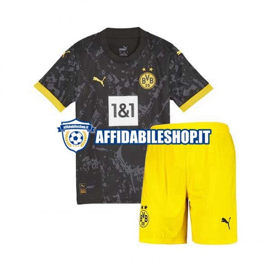 Maglia Borussia Dortmund 2023-2024 Bambino 3-13 anni Manica Corta, Gara Away