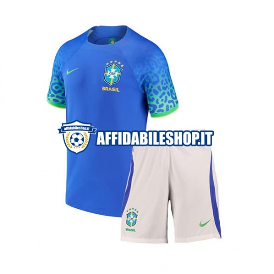 Maglia Brasile World Cup 2022 Bambino 3-13 anni Manica Corta, Gara Away