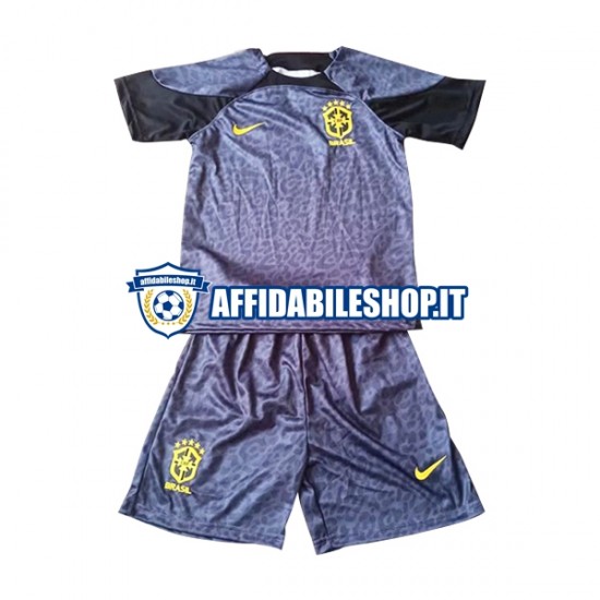 Maglia Brasile Portiere World Cup 2022 Bambino 3-13 anni Manica Corta, Gara Home