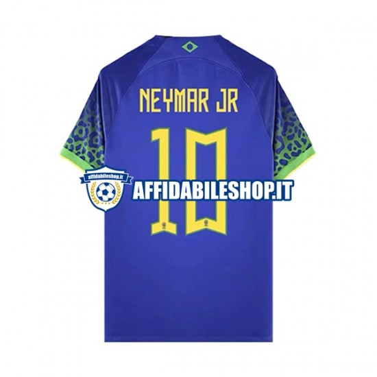 Maglia Brasile Neymar JR 10 World Cup 2022 Uomo Manica Corta, Gara Away