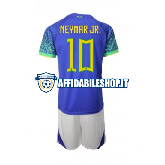 Maglia Brasile Neymar JR 10 World Cup 2022 Bambino 3-13 anni Manica Corta, Gara Away