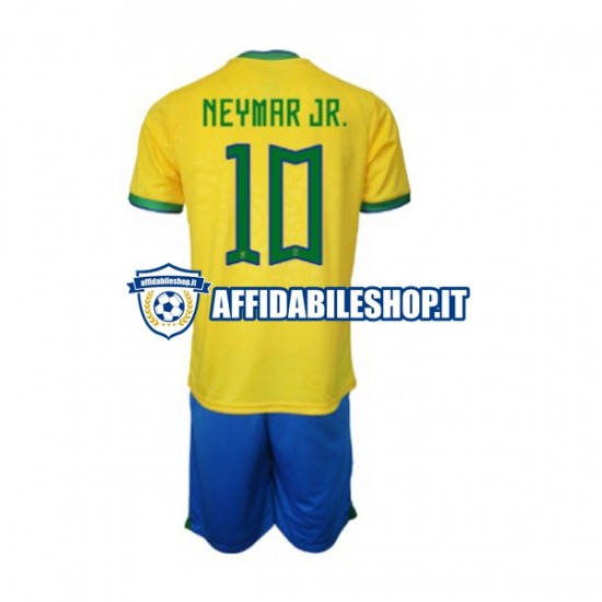 Maglia Brasile Neymar JR 10 World Cup 2022 Bambino 3-13 anni Manica Corta, Gara Home