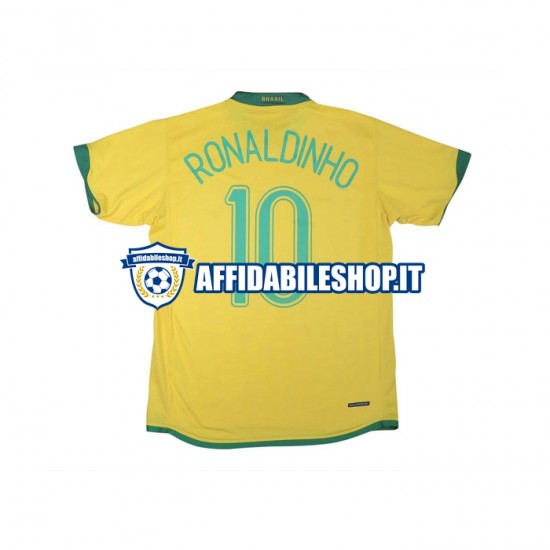 Maglia Brasile RONALDINHO 10 Retro 2006 Uomo Manica Corta, Gara Home