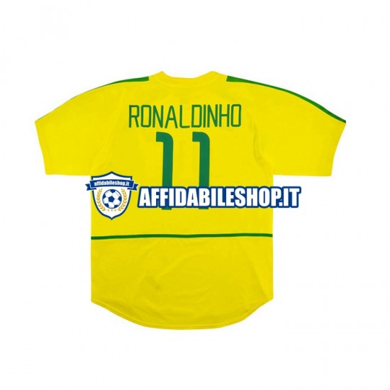 Maglia Brasile RONALDINHO 11 Retro 2002 Uomo Manica Corta, Gara Home