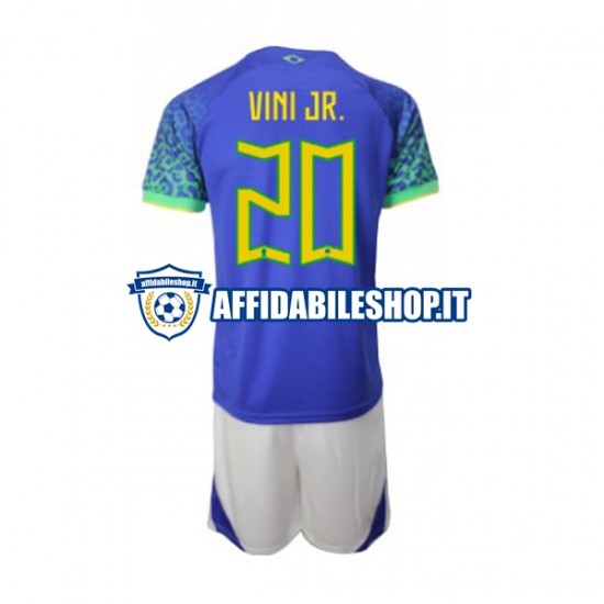 Maglia Brasile Vinicius Junior 20 World Cup 2022 Bambino 3-13 anni Manica Corta, Gara Away