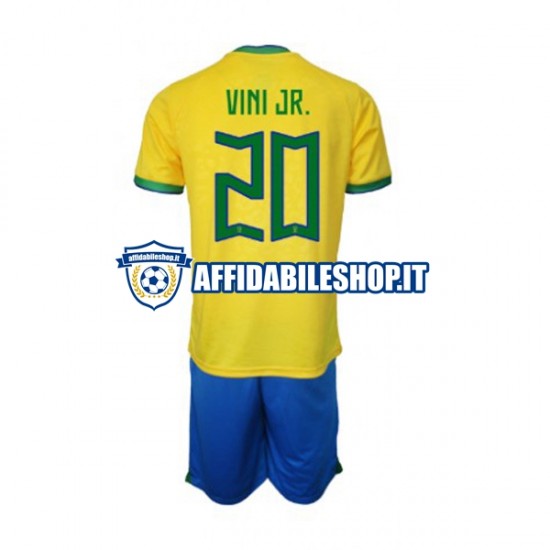 Maglia Brasile Vinicius Junior 20 World Cup 2022 Bambino 3-13 anni Manica Corta, Gara Home