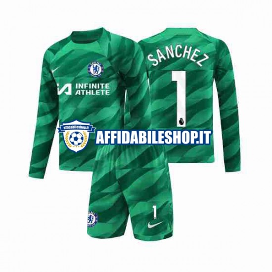 Maglia Chelsea Portiere Robert Sanchez 1 2023-2024 Bambino 3-13 anni Manica Lunga, Gara Terza