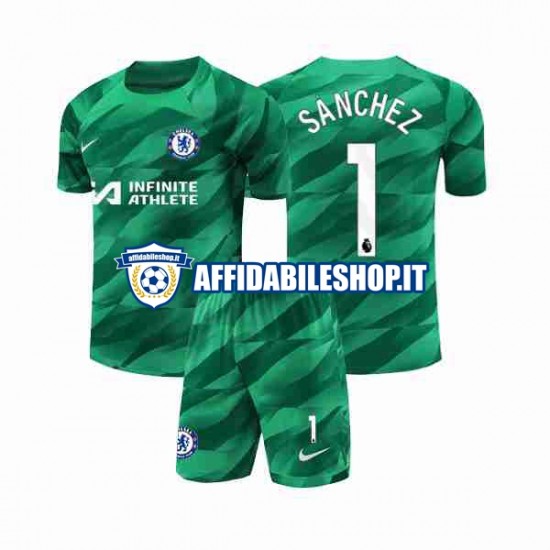 Maglia Chelsea Portiere Robert Sanchez 1 2023-2024 Bambino 3-13 anni Manica Corta, Gara Terza