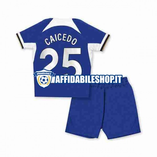 Maglia Chelsea Moises Caicedo 25 2023-2024 Bambino 3-13 anni Manica Corta, Gara Home