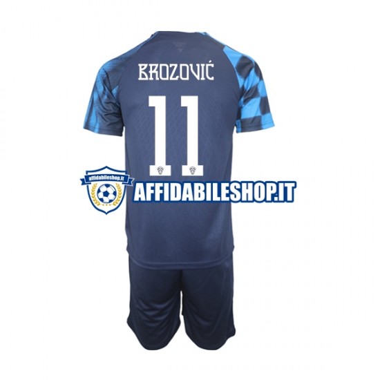 Maglia Croazia Brozovic 11 World Cup 2022 Bambino 3-13 anni Manica Corta, Gara Away