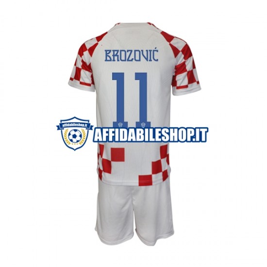 Maglia Croazia Brozovic 11 World Cup 2022 Bambino 3-13 anni Manica Corta, Gara Home