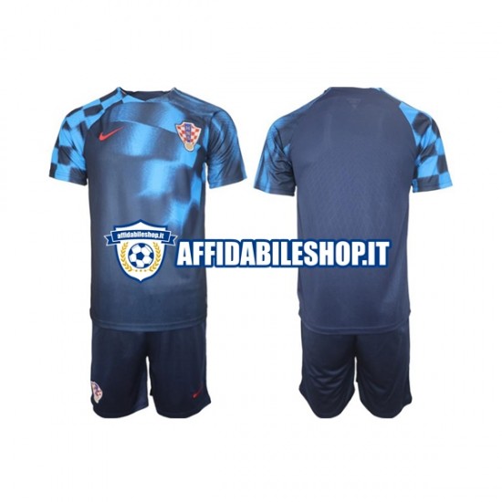 Maglia Croazia World Cup 2022 Bambino 3-13 anni Manica Corta, Gara Away