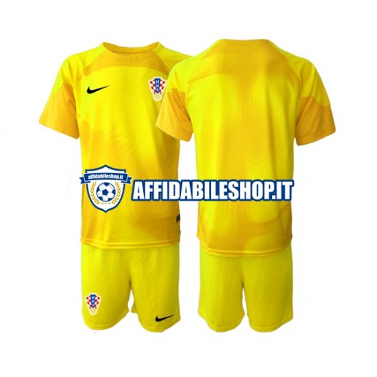 Maglia Croazia Portiere World Cup 2022 Bambino 3-13 anni Manica Corta, Gara Home