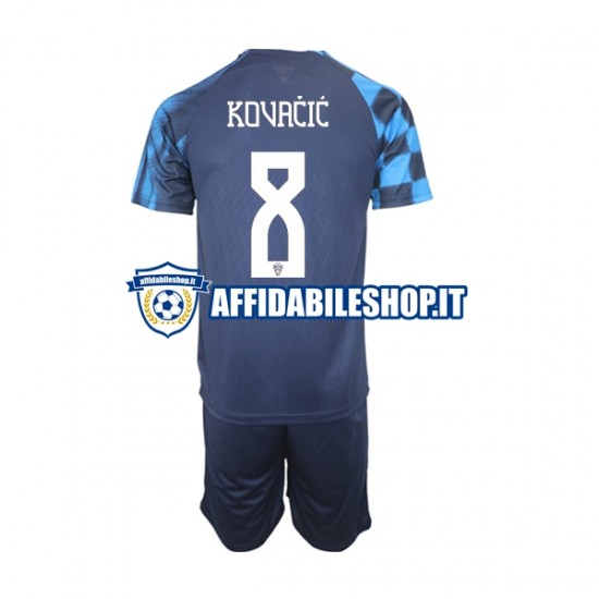 Maglia Croazia Kovacic 8 World Cup 2022 Bambino 3-13 anni Manica Corta, Gara Away