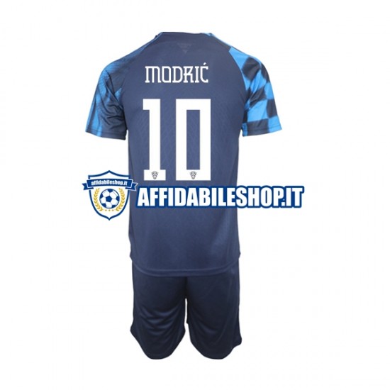 Maglia Croazia Modrić 10 World Cup 2022 Bambino 3-13 anni Manica Corta, Gara Away