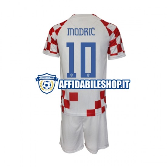 Maglia Croazia Modrić 10 World Cup 2022 Bambino 3-13 anni Manica Corta, Gara Home