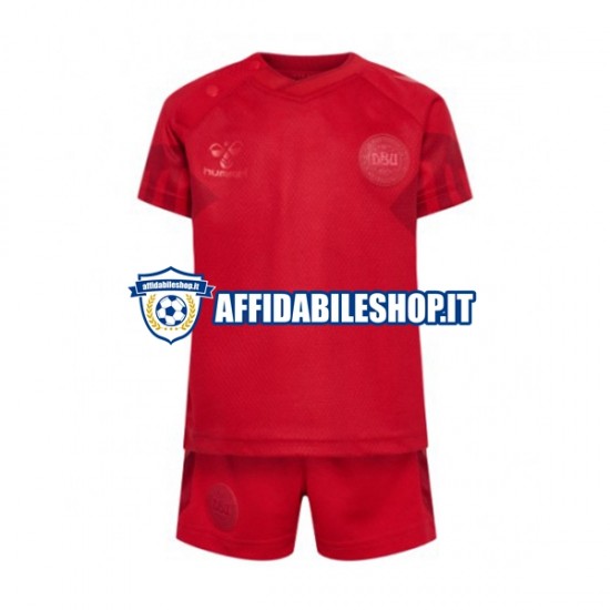 Maglia Danimarca World Cup 2022 Bambino 3-13 anni Manica Corta, Gara Home