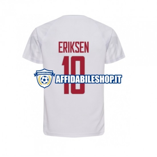 Maglia Danimarca Christian Eriksen 10 World Cup 2022 Uomo Manica Corta, Gara Away