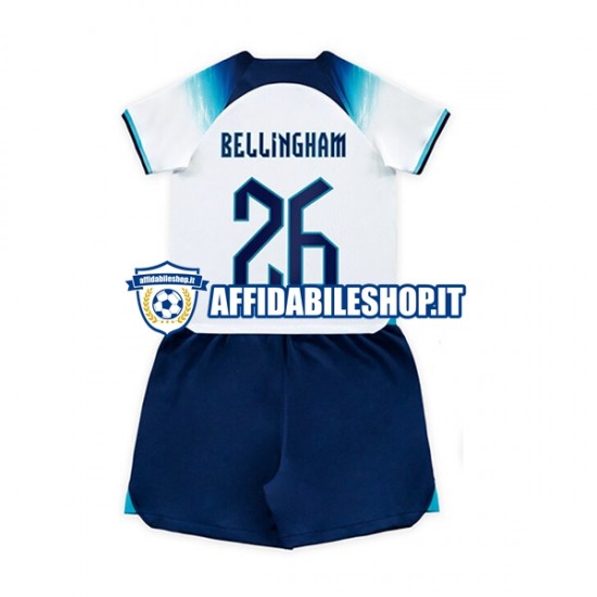 Maglia Inghilterra Bellingham 26 World Cup 2022 Bambino 3-13 anni Manica Corta, Gara Home