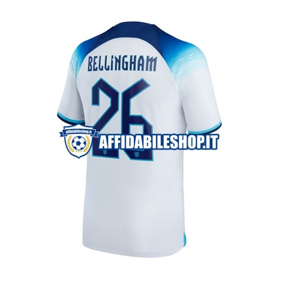 Maglia Inghilterra Bellingham 26 World Cup 2022 Uomo Manica Corta, Gara Home