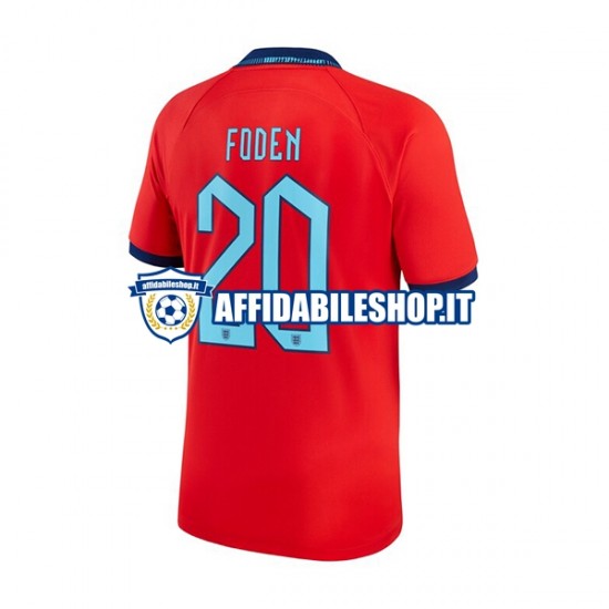 Maglia Inghilterra Foden 20 World Cup 2022 Uomo Manica Corta, Gara Away