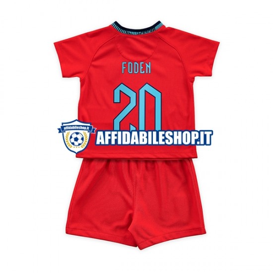 Maglia Inghilterra Foden 20 World Cup 2022 Bambino 3-13 anni Manica Corta, Gara Away