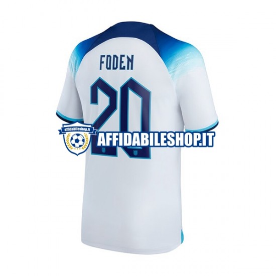 Maglia Inghilterra Foden 20 World Cup 2022 Uomo Manica Corta, Gara Home