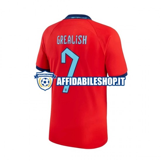 Maglia Inghilterra Grealish 7 World Cup 2022 Uomo Manica Corta, Gara Away