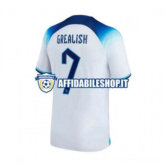 Maglia Inghilterra Grealish 7 World Cup 2022 Uomo Manica Corta, Gara Home