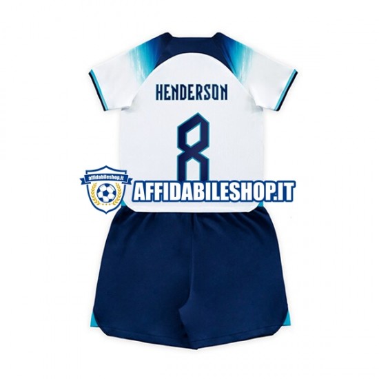 Maglia Inghilterra Henderson 8 World Cup 2022 Bambino 3-13 anni Manica Corta, Gara Home