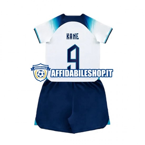 Maglia Inghilterra Kane 9 World Cup 2022 Bambino 3-13 anni Manica Corta, Gara Home