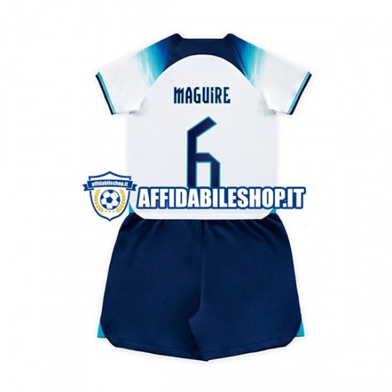 Maglia Inghilterra Maguire 6 World Cup 2022 Bambino 3-13 anni Manica Corta, Gara Home