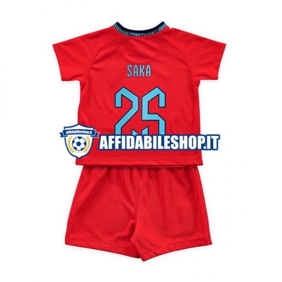 Maglia Inghilterra Saka 25 World Cup 2022 Bambino 3-13 anni Manica Corta, Gara Away