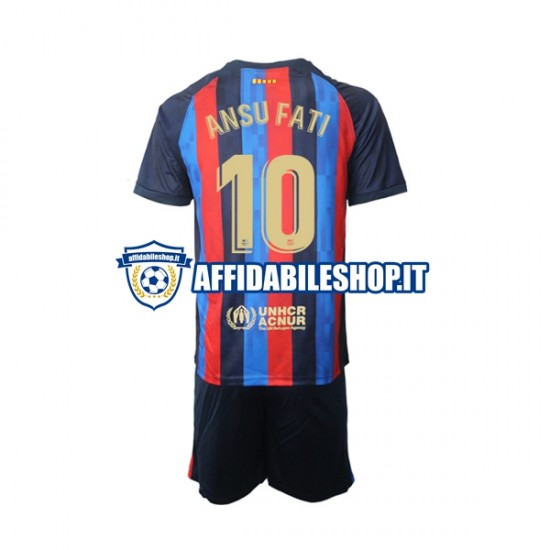 Maglia FC Barcelona Ansu Fati 10 2022-2023 Bambino 3-13 anni Manica Corta, Gara Home