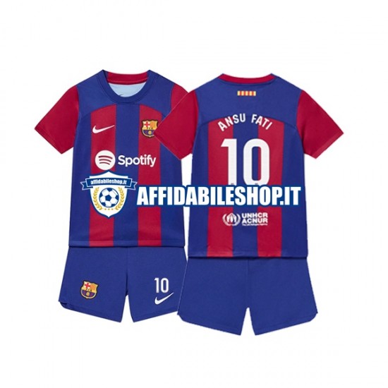 Maglia FC Barcelona Ansu Fati 10 2023-2024 Bambino 3-13 anni Manica Corta, Gara Home