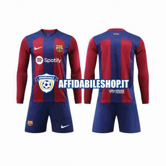 Maglia FC Barcelona 2023-2024 Bambino 3-13 anni Manica Lunga, Gara Home