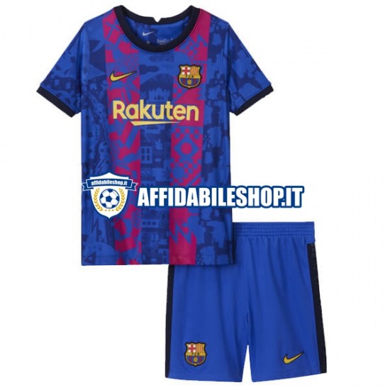 Maglia FC Barcelona 2021-2022 Bambino 3-13 anni Manica Corta, Gara Terza