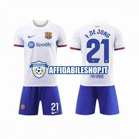 Maglia FC Barcelona Frenkie de Jong 21 2023-2024 Bambino 3-13 anni Manica Corta, Gara Away