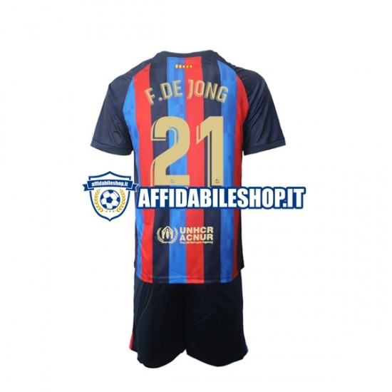 Maglia FC Barcelona Frenkie de Jong 21 2022-2023 Bambino 3-13 anni Manica Corta, Gara Home