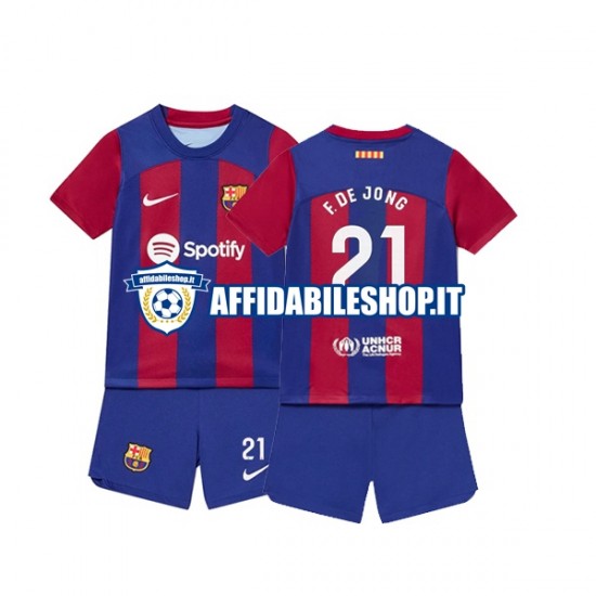 Maglia FC Barcelona Frenkie de Jong 21 2023-2024 Bambino 3-13 anni Manica Corta, Gara Home