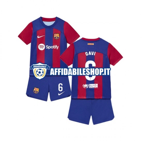 Maglia FC Barcelona Gavi 6 2023-2024 Bambino 3-13 anni Manica Corta, Gara Home