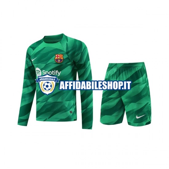 Maglia FC Barcelona Portiere 2023-2024 Bambino 3-13 anni Manica Lunga, Gara Home