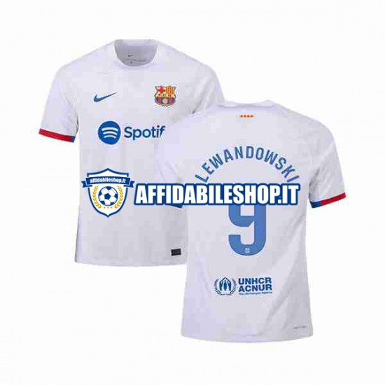 Maglia FC Barcelona LEWANDOWSKI 9 2023-2024 Uomo Manica Corta, Gara Away