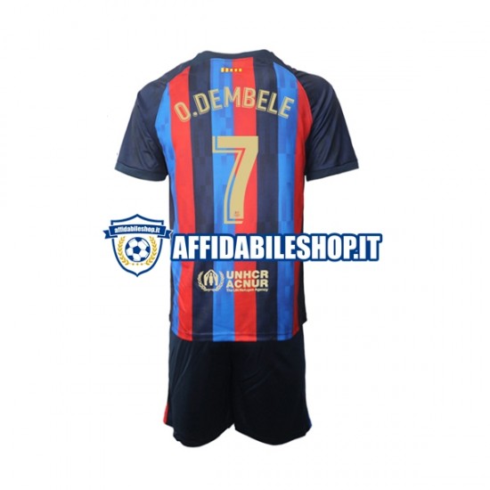 Maglia FC Barcelona Ousmane Dembele 7 2022-2023 Bambino 3-13 anni Manica Corta, Gara Home