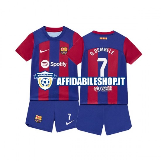 Maglia FC Barcelona Ousmane Dembele 7 2023-2024 Bambino 3-13 anni Manica Corta, Gara Home